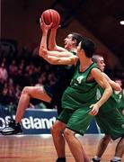9 February 2000; Aidan O'Donnell of Carrick-On-Shannon CS in action against Sean Carey of Colaiste Mhuire Crosshaven during the Bank of Ireland Schools Cup Boys' C Final match between Colaiste Mhuire Crosshaven and Carrick-On-Shannon CS at National Basketball Arena in Tallaght, Dublin. Photo by Brendan Moran/Sportsfile