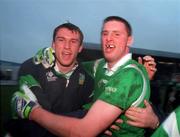 26 April 2000; Brian Begley of Limerick, right, celebrates following the All-Ireland Under 21 Football Championship Semi-Final match between Limerick and Westmeath at O'Moore Park in Portlaoise, Laois. Photo by Damien Eagers/Sportsfile