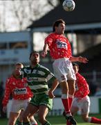 14 November 1993; Brian Mooney of Shelbourne in action against Paul Osam of Shamrock Rovers during the Bord Gáis National League Premier Division match between Shamrock Rovers and Shelbourne at the RDS in Dublin. Photo by David Maher/Sportsfile