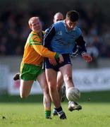 5 March 2000; Colin Moran of Dublin in action against Jonathan Scanlon of Donegal during the Allianz National Football League Division 1A Round 5 match between Dublin and Donegal at Parnell Park in Dublin. Photo by Ray McManus/Sportsfile