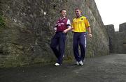 31 March 2000; Cousins Frankie Dolan of Roscommon and Dessie Dolan of Westmeath pictured at Athlone Castle in Westmeath. Photo by David Maher/Sportsfile