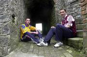 31 March 2000; Cousins Frankie Dolan of Roscommon and Dessie Dolan of Westmeath pictured at Athlone Castle in Westmeath. Photo by David Maher/Sportsfile