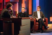 31 March 2000; Clare hurler Jamesie O'Connor and GPA spokesman Donal O'Neill speak to Pat Kenny on The Late Late Show at the RTE Studios in Dublin. Photo by Brendan Moran/Sportsfile
