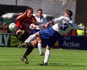30 April 2000; Garreth O'Connor of Bohemians in action against Declan Geoghegan of Shelbourne during the FAI Cup Final match between Shelbourne and Bohemians at Tolka Park in Dublin. Photo by Brendan Moran/Sportsfile