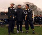 2 April 2000; Clare manager Ger Loughnane, centre, with selectors Cyril Lyons, left, and Louis Mulqueen, right, prior to the Church & General National Hurling League Division 1A Round 5 match between Offaly and Clare at St Brendan's Park in Birr, Offaly. Photo by Damien Eagers/Sportsfile