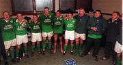 31 March 2000; Ireland players celebrate winning the triple crown following the Six Nations A Rugby Championship match between Ireland and Wales at Donnybrook Stadium in Dublin. Photo by Matt Browne/Sportsfile