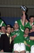 13 April 2000; Limerick captain Jason Stokes lifts the trophy following the Munster Under-21 Football Championship Final match between Waterford and Limerick at Fraher Field in Dungarvan, Waterford. Photo by Matt Browne/Sportsfile