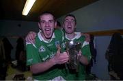 13 April 2000; Jason Stokes, left, and Stephen Lucey of Limerick celebrate with the trophy following the Munster Under-21 Football Championship Final match between Waterford and Limerick at Fraher Field in Dungarvan, Waterford. Photo by Matt Browne/Sportsfile