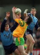 5 March 2000; Jim McGuinness of Donegal in action against Jonathan Magee, left, and Jason Ward of Dublin during the Allianz National Football League Division 1A Round 5 match between Dublin and Donegal at Parnell Park in Dublin. Photo by Ray McManus/Sportsfile