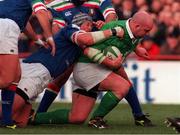 4 March 2000; John Hayes of Ireland is tackled by Wilhelmus Visser of Italy during the Lloyds TSB 6 Nations match between Ireland and Italy at Lansdowne Road in Dublin. Photo by Matt Browne/Sportsfile
