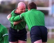 29 March 2000; Keith Wood, left,with Rob Henderson during an Ireland Rugby training session at Greystones RFC in Greystones, Wicklow. Photo by Matt Browne/Sportsfile