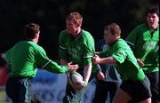 29 March 2000; Malcolm O'Kelly, centre, is tackled by Guy Easterby, left, and Paul Wallace during an Ireland Rugby training session at Greystones RFC in Greystones, Wicklow. Photo by Matt Browne/Sportsfile