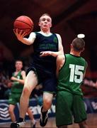 9 February 2000; Mark McEvoy of Carrick-On-Shannon CS in action against Neil Hanley of Colaiste Mhuire Crosshaven during the Bank of Ireland Schools Cup Boys' C Final match between Colaiste Mhuire Crosshaven and Carrick-On-Shannon CS at National Basketball Arena in Tallaght, Dublin. Photo by Brendan Moran/Sportsfile