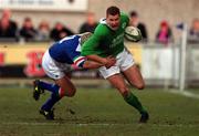 3 March 2000; Matt Mostyn of Ireland is tackled by Ezio Galon of Italy during the Six Nations A Rugby Championship match between Ireland and Italy and Donnybrook Stadium in Dublin. Photo by Aoife Rice/Sportsfile