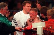 15 April 2000; Michael Carruth looks dejected following his defeat to Adrian Stone in the 5th round of their IBO Middleweight Championship title fight at York Hall in Bethnal Green, England. Photo by David Maher/Sportsfile