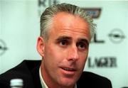 12 April 2000; Republic of Ireland manager Mick McCarthy speaks during a Republic of Ireland Press Conference at Forte Posthouse Hotel in Dublin. Photo by David Maher/Sportsfile