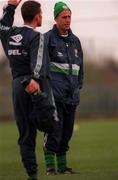 25 April 2000; Manager Mick McCarthy, right, and Mark Kinsella during a Republic of Ireland training session at AUL Complex in Clonshaugh, Dublin. Photo by Damien Eagers/Sportsfile