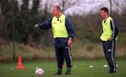 25 April 2000; Manager Mick McCarthy, left, and Mark Kinsella during a Republic of Ireland training session at AUL Complex in Clonshaugh, Dublin. Photo by Damien Eagers/Sportsfile