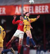 4 April 2000; Owen Heary of Shelbourne in action against Alan Murphy of Drogheda United during the Eircom League Premier Division match between Shelbourne and Drogheda United at Tolka Park in Dublin. Photo by Brendan Moran/Sportsfile