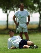 30 April 2000; Patrick McCarthy with manager Brian Kerr during a Republic of Ireland U16's training session at Kefar Silver Youth Village in Ashkelon, Israel. Photo by David Maher/Sportsfile