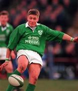 4 March 2000; Ronan O'Gara of Ireland during the Lloyds TSB 6 Nations match between Ireland and Italy at Lansdowne Road in Dublin. Photo by Brendan Moran/Sportsfile
