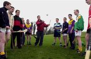 23 March 2000; Wexford hurler Rory McCarthy trains with pupils of Pobalscoil Bhuire in Gorey, Wexford. Photo by David Maher/Sportsfile