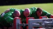 29 March 2000; John Hayes, left, Keith Wood and Peter Clohessy during an Ireland Rugby training session at Greystones RFC in Greystones, Wicklow. Photo by Matt Browne/Sportsfile