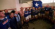 29 April 2000; St. Mary's players and staff celebrate in the dressing room following the AIB All-Ireland League Division 1 match between St Mary's and Cork Constitution at Templeville Road in Dublin. Photo by Matt Browne/Sportsfile