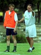 30 April 2000; Stephen Capper receives instructions from manager Brian Kerr during a Republic of Ireland U16's training session at Kefar Silver Youth Village in Ashkelon, Israel. Photo by David Maher/Sportsfile
