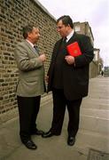 15 March 2000; St Patrick's Athletic manager Pat Dolan speaks with Club President Tim O'Flaherty at the launch of the St Patrick's Athletic Yearbook at Fitzwilliam Place in Dublin. Photo by David Maher/Sportsfile