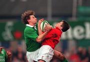 31 March 2000; Tyrone Howe of Ireland in action against Kevin Morgan of Wales during the Six Nations A Rugby Championship match between Ireland and Wales at Donnybrook Stadium in Dublin. Photo by Aoife Rice/Sportsfile
