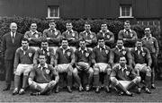 26 January 1963; Players back row, left to right, W.A. Mulcahy, Willie John McBride, W.R. Hunter, C.J. Dick, A.J.F. O'Reilly, and M.D. Kiely. Middle row, l to r, S. Millar, P.J.A. O'Sullivan, A.C. Pedlow, T.J. Kiernan, P.J. Dwyer, A.R. Dawson, and P.J. Casey. Bottom row, l to r, J.C. Kelly and J.B. Murray. Five Nations Rugby Championship, Ireland v France. Picture credit: Connolly Collection