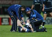 18 November 2007; Gordon D'Arcy of Leinster is attended to by Leinster medical personnel after being tackled by theirry Dusautoir of Toulouse. The tackle lead to D'Arcy having to go off with an injury later in the game during the Heineken Cup Pool 6 Round 2 match between Toulouse and Leinster, Toulouse, France. Photo by Matt Browne/Sportsfile *** Local Caption ***