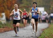 17 November 2007; Maire Nic Amhlaoibh, left, DCU A.C. and Judith Graham, QUB A.C., in action during the Womens IUAA Road Relays. IUAA Road Relays, NUI College, Maynooth, Co. Kildare. Picture credit; Tomas Greally / SPORTSFILE