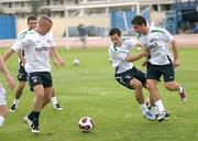 20 November 2007; Sammy Clingan, left, Ivan Sproule, and Stevie Robinson, right, during Northern Ireland squad training. Municipal Stadium, Maspalomas, Gran Canaria, Spain. Picture credit: Oliver McVeigh / SPORTSFILE