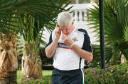 20 November 2007; Northern Ireland manager Nigel Worthington on the phone after a press conference ahead of their 2008 European Championship Qualifier with Spain. Northern Ireland Press Conference, Riu Palace Hotel, Gran Canaria, Spain. Picture credit: Oliver McVeigh / SPORTSFILE