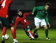 20 November 2007; Anthony Stokes, Republic of Ireland, in action against Nikolay Petrov, Bulgaria. European Under 21 Football Championship Qualifier, Republic of Ireland v Bulgaria, Lissywollen, Athlone, Co. Westmeath. Picture credit; David Maher / SPORTSFILE