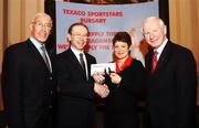 21 November 2007; Ballymena & Antrim Athletic Club, Ballymena, Co. Antrim, were one of 13 recipients of Texaco Sportstars Bursaries. Pictured was John Stuart, left, Ballymena & Antrim Athletic Club, Enda Riney, County Chairman for Chevron/Texaco, Melanie Browning, Ballymena & Antrim Athletic Club, and Pat Hickey, President of The Olympic Council of Ireland. Texaco Sportstars Bursary Presentations. Westin Hotel, College Green, Dublin. Picture credit; Caroline Quinn / SPORTSFILE