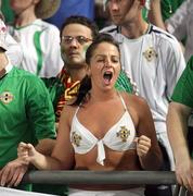 21 November 2007; A Northern Ireland supporter cheers on her side during the game. 2008 European Championship Qualifier, Spain v Northern Ireland, Estadio de Gran Canaria, Las Palmas, Spain. Picture credit; Oliver McVeigh / SPORTSFILE
