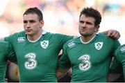 7 February 2015; Tommy O'Donnell, left, and Jared Payne, Ireland. RBS Six Nations Rugby Championship, Italy v Ireland. Stadio Olimpico, Rome, Italy. Picture credit: Brendan Moran / SPORTSFILE