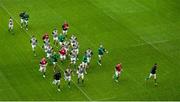 13 February 2015; The Ireland players are lead by Jonathan Sexton during the captain's run. Aviva Stadium, Lansdowne Road, Dublin. Picture credit: Matt Browne / SPORTSFILE