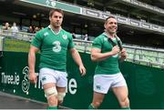 13 February 2015; Ireland's Sean O'Brien, left, and Isaac Boss arrive for the captain's run. Aviva Stadium, Lansdowne Road, Dublin. Picture credit: Ramsey Cardy / SPORTSFILE