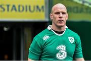 13 February 2015; Ireland's Paul O'Connell arrives for the captain's run. Aviva Stadium, Lansdowne Road, Dublin. Picture credit: Ramsey Cardy / SPORTSFILE