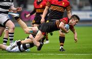 13 February 2015; Daragh Porter, CBC Monkstown, is tackled by Gregory O'Kelly, Belvedere College. Bank of Ireland Leinster Schools Senior Cup, 2nd Round, Belvedere College v CBC Monkstown, Donnybrook Stadium, Donnybrook, Dublin. Picture credit: Barry Cregg / SPORTSFILE