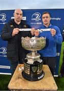 13 February 2015; Leinster's Colm O'Shea, right, draws out the name of Belvadere College and Hugh Hogan, Leinster Rugby, draws out the name of Clongowes Wood College during the Bank of Ireland Leinster Schools Senior Cup Semi-Final Draw, Old Wesley, Donnybrook, Dublin. Picture credit: Barry Cregg / SPORTSFILE