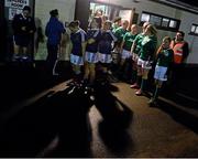 13 February 2015; The Irish and French teams make their way from the dressing rooms for the start of the game. Women's Six Nations Rugby Championship, Ireland v France, Ashbourne RFC, Ashbourne, Co. Meath. Picture credit: David Maher / SPORTSFILE