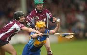 18 November 2007; Emily Hayden, Cashel, Tipperary, in action against  Emma Costello, left, and Therese Maher, Athenry, Galway. All-Ireland Senior Camogie Club Championship Final, Athenry, Galway v Cashel, Tipperary, Gaelic Grounds, Co. Limerick. Picture credit: Stephen McCarthy / SPORTSFILE