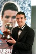 18 November 2007; Brian Shelley, Drogheda United, holds the PFAI premier division player of the year award for 2007 at the 2007 Ford sponsored PFAI Player of the Year Awards. The Burlington Hotel, Dublin. Picture credit: David Maher / SPORTSFILE