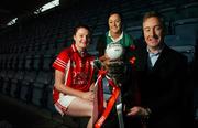 19 November 2007; Inch Rovers captain Annie Walsh, left, with Carnacon captain Caroline McGing and Declan Moran, Director of Marketing & Business Development, Vhi Healthcare, at a photocall ahead of the VHI Healthcare All-Ireland Ladies Football Club Championship Finals. The Senior Final between Carnacon of Mayo and Inch Rovers, from Cork, and the Intermediate Final between Mourneabbey, from Cork, and Glen, from Derry, take place this weekend, 25th November, as a double header in St Rynagh's GAA Club, Banagher, Co. Offaly with the Junior Final between West Clare Gaels and Foxrock Cabinteely taking place on Sunday 2nd December. Croke Park, Dublin. Picture credit: Brendan Moran / SPORTSFILE  *** Local Caption ***