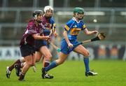 18 November 2007; Sinead Millea, Cashel, Tipperary, in action against Regina Glynn, left, and Sarah Donohue, Athenry, Galway. All-Ireland Senior Camogie Club Championship Final, Athenry, Galway v Cashel, Tipperary, Gaelic Grounds, Co. Limerick. Picture credit: Stephen McCarthy / SPORTSFILE